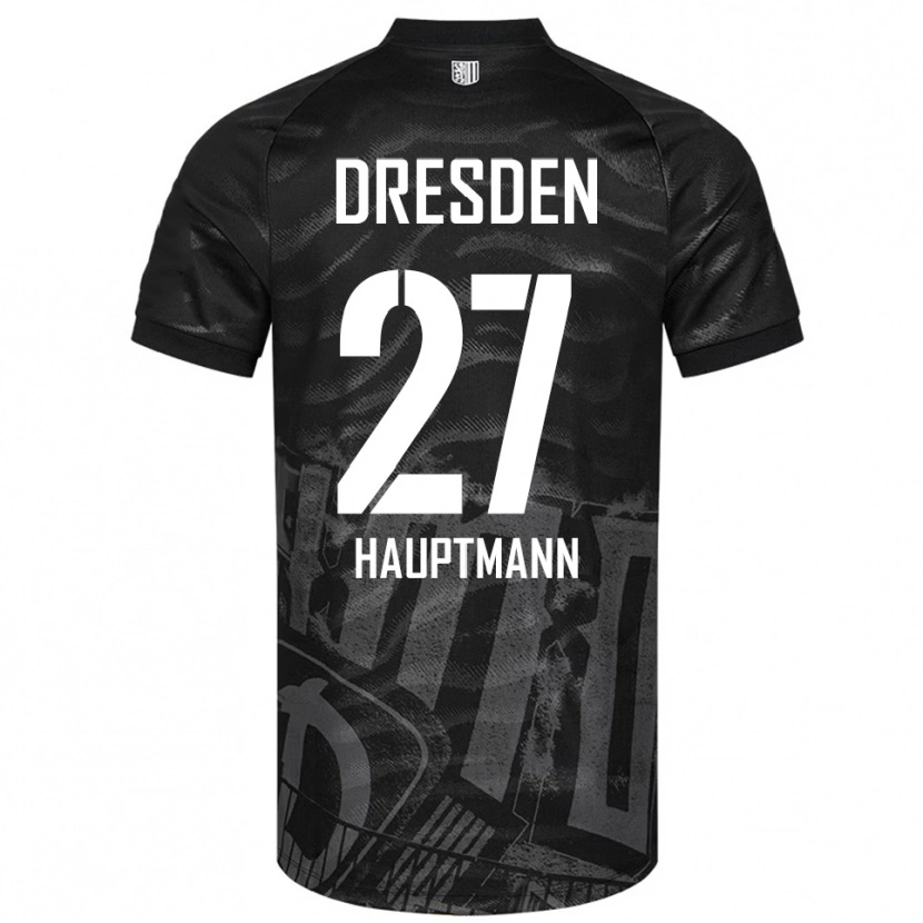 Danxen Mænd Niklas Hauptmann #27 Sort Grå Udebane Spillertrøjer 2025/26 Trøje T-Shirt