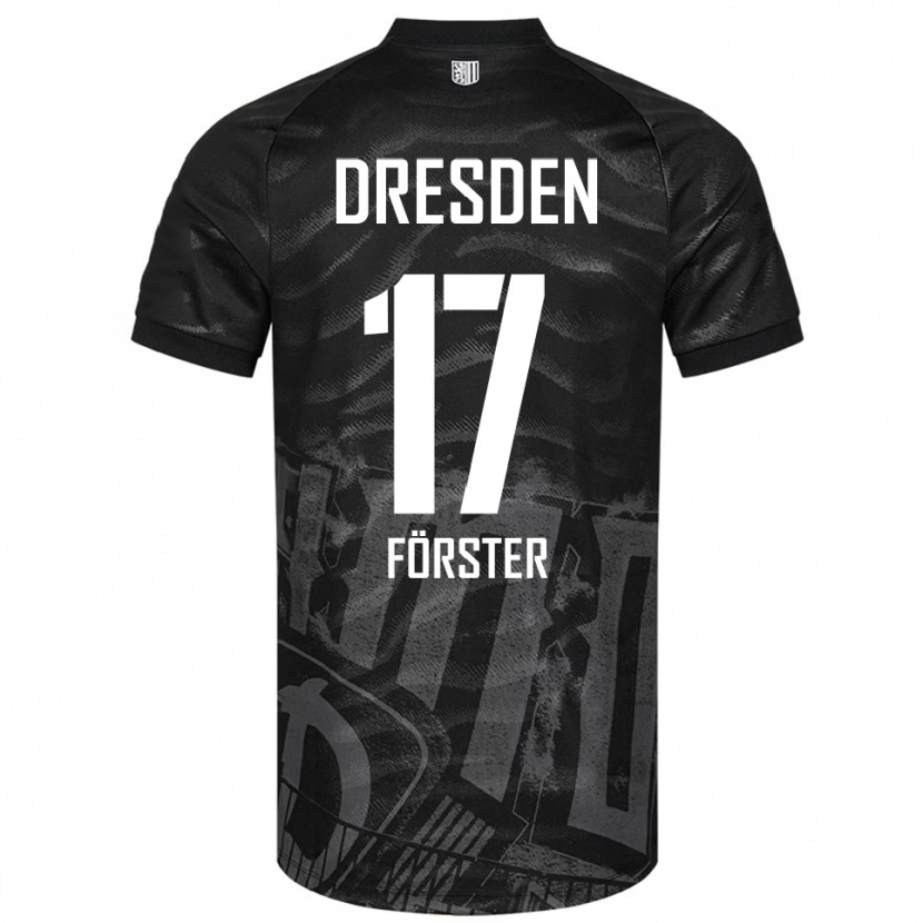 Danxen Mænd Collin Förster #17 Sort Grå Udebane Spillertrøjer 2025/26 Trøje T-Shirt