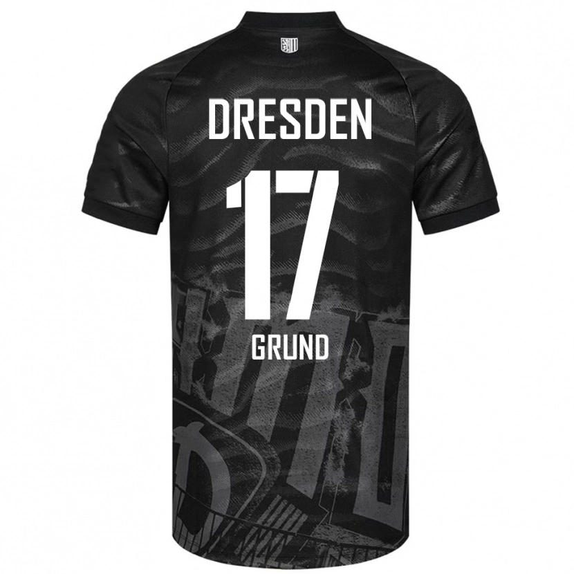 Danxen Mænd Yanic Grund #17 Sort Grå Udebane Spillertrøjer 2025/26 Trøje T-Shirt