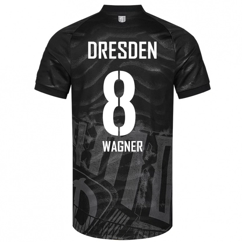 Danxen Mænd Robert Wagner #8 Sort Grå Udebane Spillertrøjer 2025/26 Trøje T-Shirt