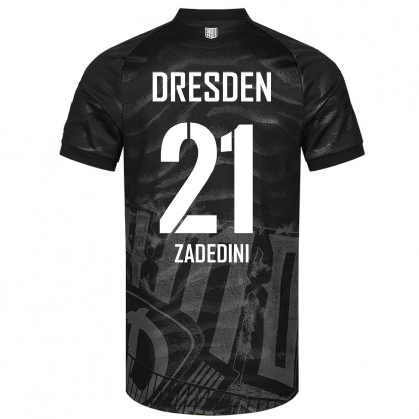 Danxen Mænd Skerd Zadedini #21 Sort Grå Udebane Spillertrøjer 2025/26 Trøje T-Shirt