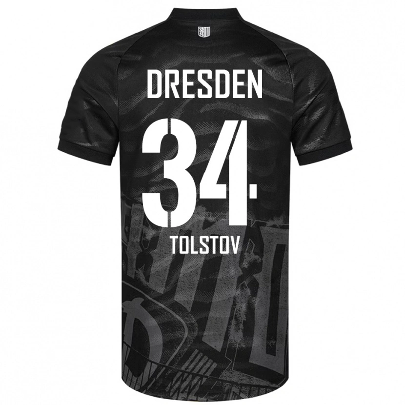 Danxen Mænd Maik Tolstov #34 Sort Grå Udebane Spillertrøjer 2025/26 Trøje T-Shirt