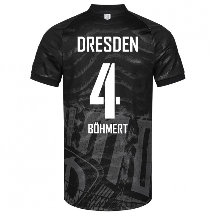 Danxen Mænd Jonas Böhmert #4 Sort Grå Udebane Spillertrøjer 2025/26 Trøje T-Shirt