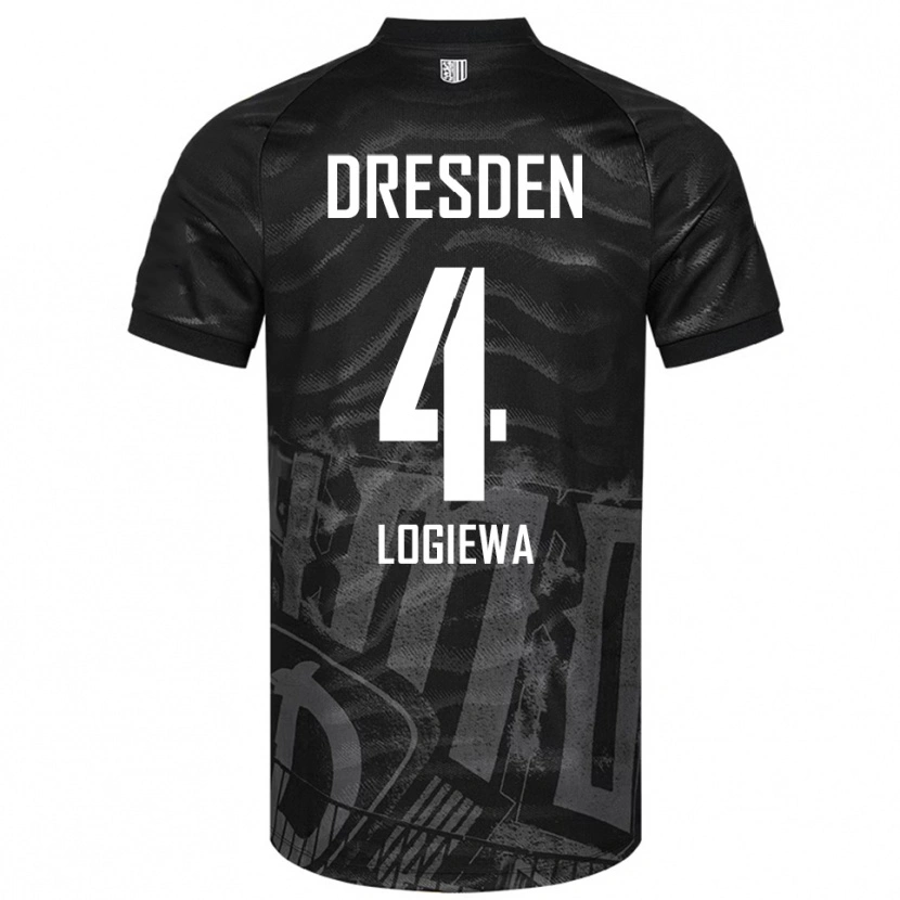 Danxen Mænd Luca Logiewa #4 Sort Grå Udebane Spillertrøjer 2025/26 Trøje T-Shirt
