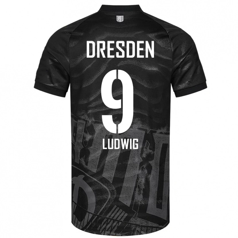 Danxen Mænd Yannis Ludwig #9 Sort Grå Udebane Spillertrøjer 2025/26 Trøje T-Shirt
