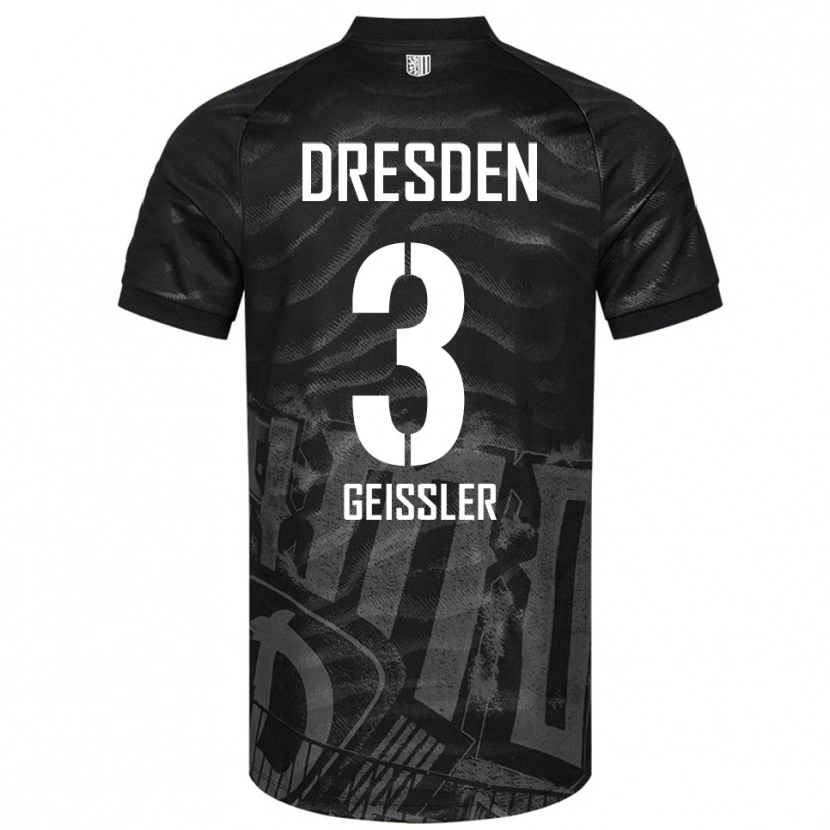 Danxen Mænd Jonathan Geißler #3 Sort Grå Udebane Spillertrøjer 2025/26 Trøje T-Shirt
