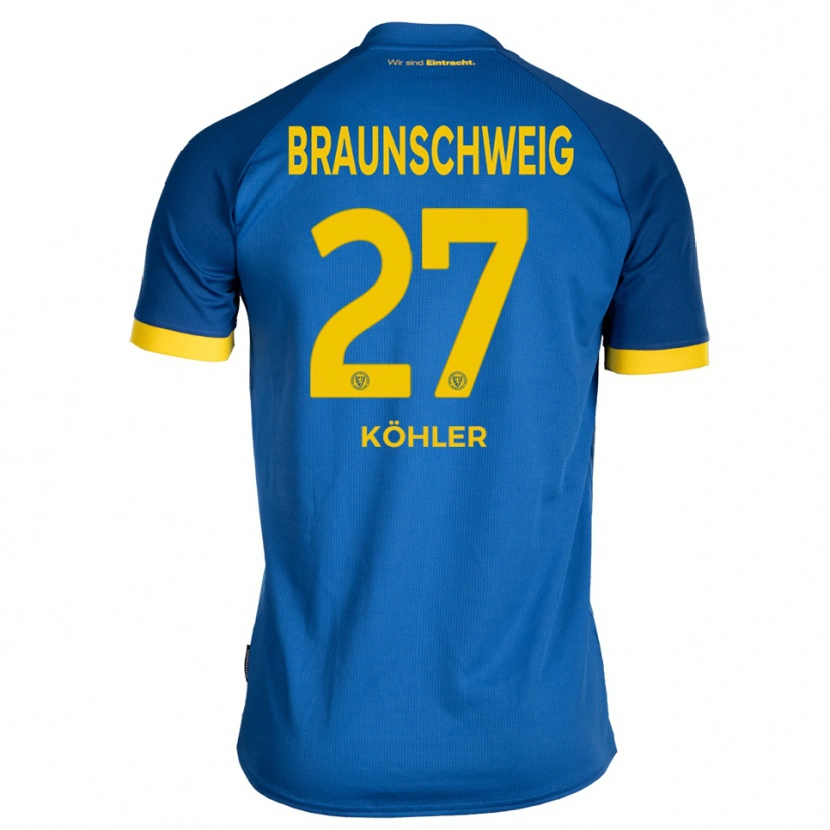 Danxen Mænd Sven Köhler #27 Kongeblå Gul Udebane Spillertrøjer 2025/26 Trøje T-Shirt
