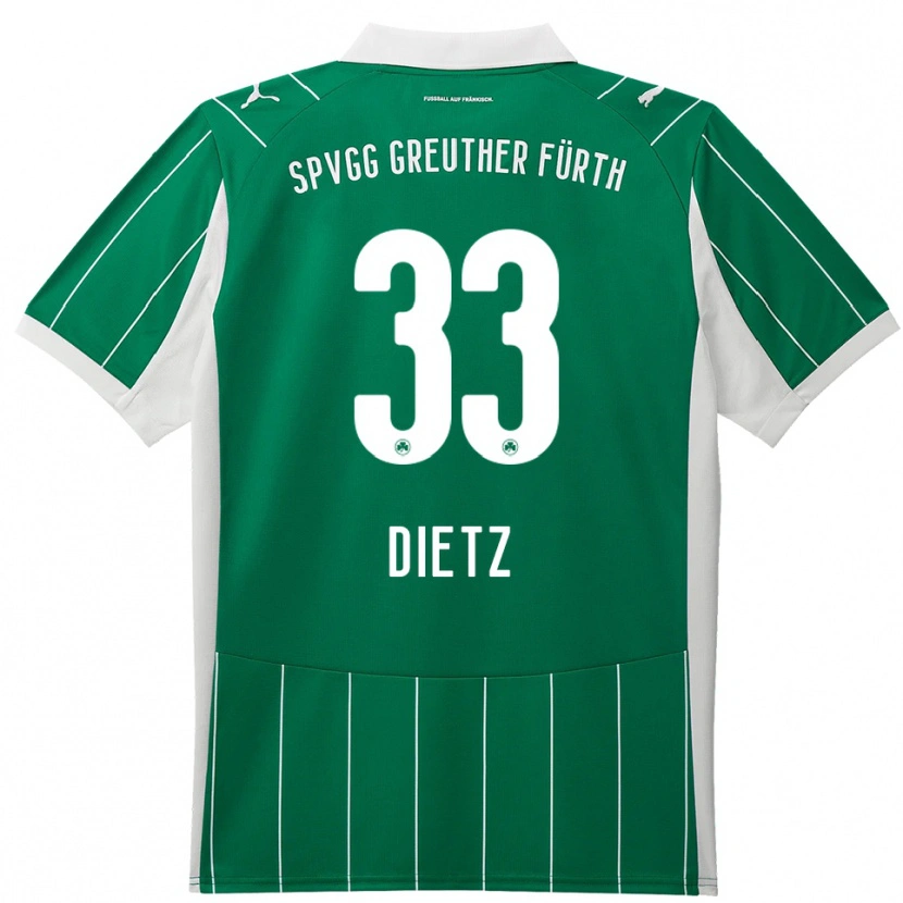 Danxen Mænd Maximilian Dietz #33 Grøn Hvid Udebane Spillertrøjer 2025/26 Trøje T-Shirt
