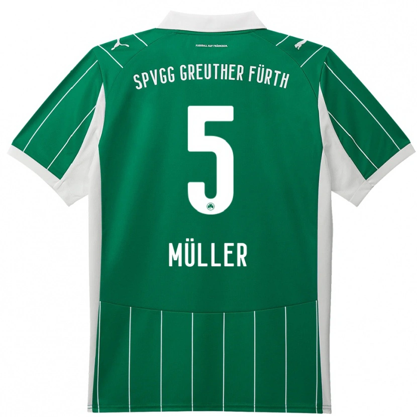 Danxen Mænd Linus Müller #5 Grøn Hvid Udebane Spillertrøjer 2025/26 Trøje T-Shirt