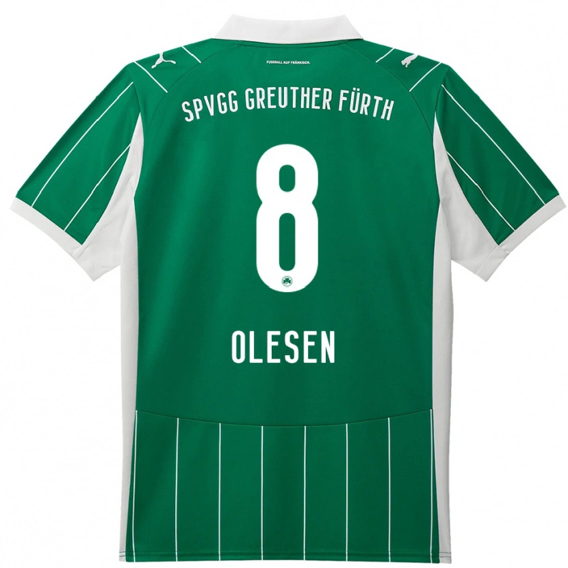 Danxen Mænd Mathias Olesen #8 Grøn Hvid Udebane Spillertrøjer 2025/26 Trøje T-Shirt