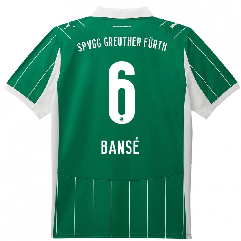 Danxen Mænd Sacha Bansé #6 Grøn Hvid Udebane Spillertrøjer 2025/26 Trøje T-Shirt