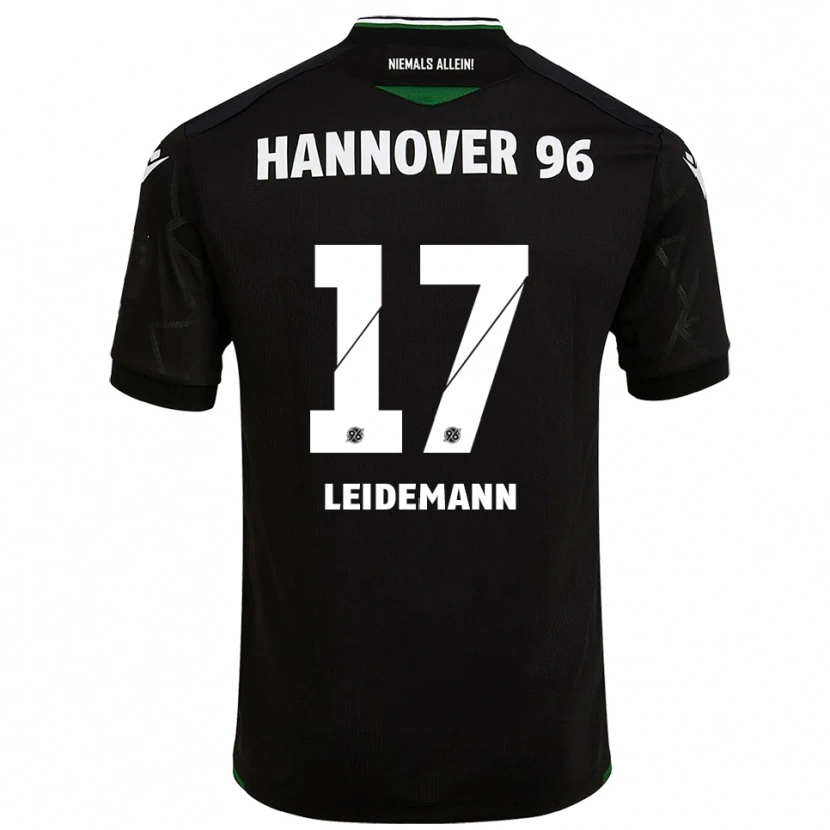 Danxen Mænd Lukas Leidemann #17 Sort Grøn Udebane Spillertrøjer 2025/26 Trøje T-Shirt