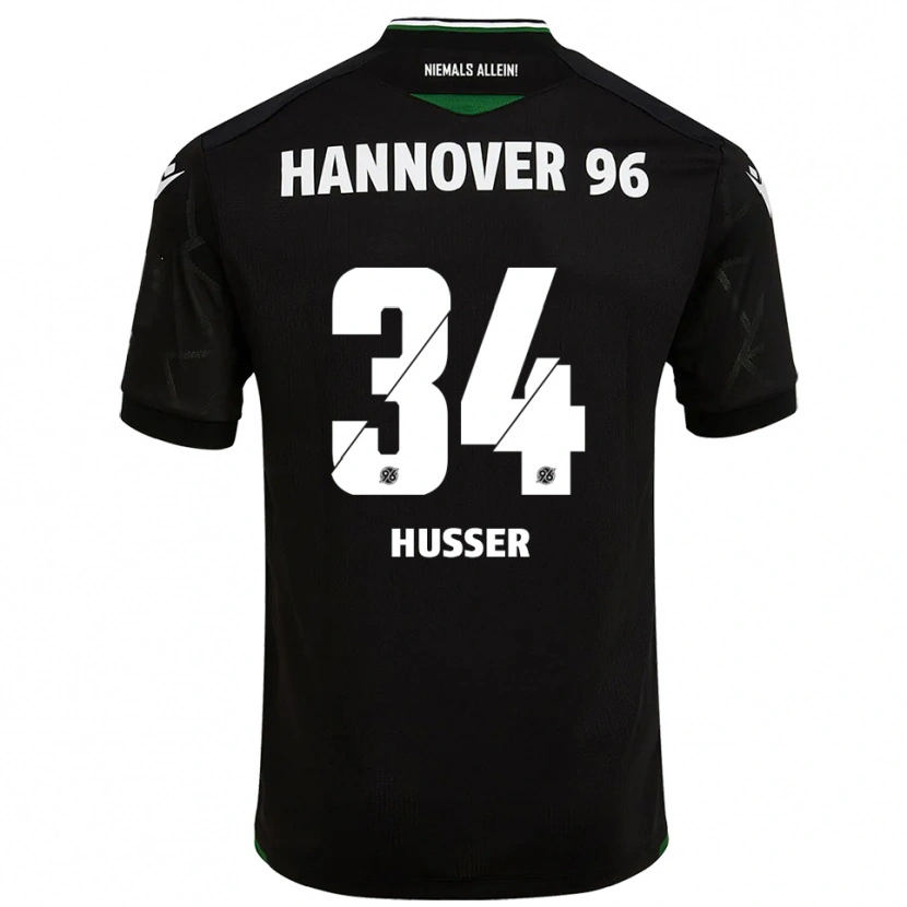 Danxen Mænd Denis Husser #34 Sort Grøn Udebane Spillertrøjer 2025/26 Trøje T-Shirt