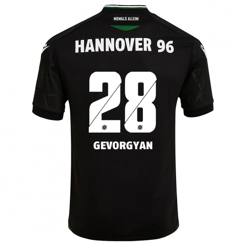 Danxen Mænd Mark Gevorgyan #28 Sort Grøn Udebane Spillertrøjer 2025/26 Trøje T-Shirt