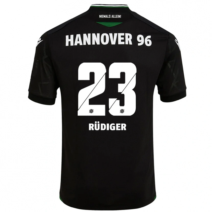 Danxen Mænd Fin-Luca Rüdiger #23 Sort Grøn Udebane Spillertrøjer 2025/26 Trøje T-Shirt