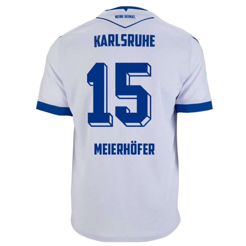 Danxen Mænd Luis Meierhöfer #15 Hvid Blå Udebane Spillertrøjer 2025/26 Trøje T-Shirt