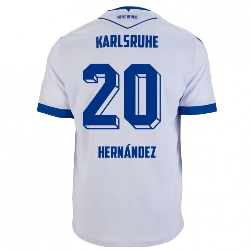 Danxen Mænd Marco Hernández #20 Hvid Blå Udebane Spillertrøjer 2025/26 Trøje T-Shirt