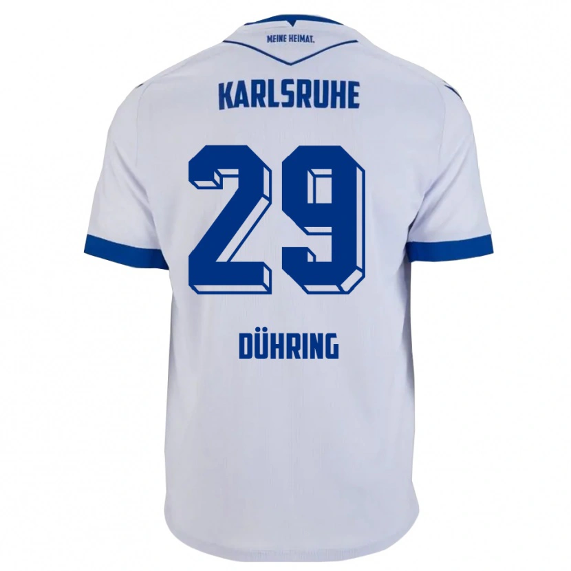 Danxen Mænd Niclas Dühring #29 Hvid Blå Udebane Spillertrøjer 2025/26 Trøje T-Shirt