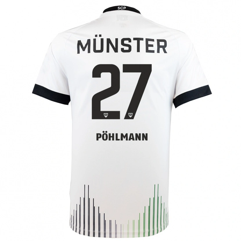 Danxen Mænd Phil Pöhlmann #27 Hvid Sort Udebane Spillertrøjer 2025/26 Trøje T-Shirt