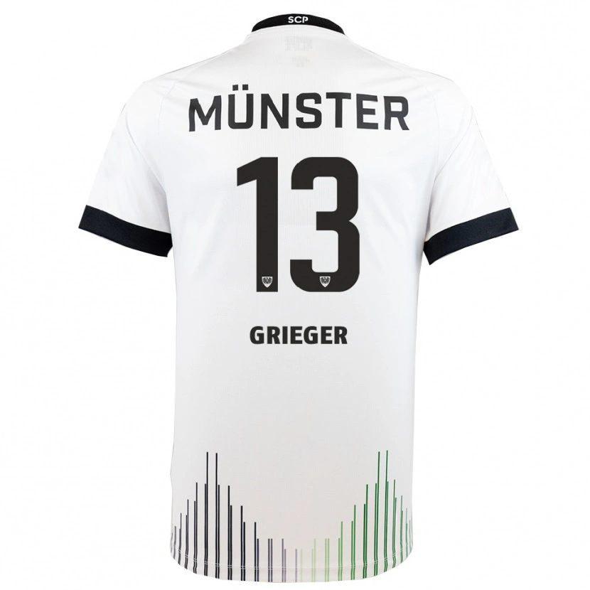 Danxen Mænd Dominik Grieger #13 Hvid Sort Udebane Spillertrøjer 2025/26 Trøje T-Shirt