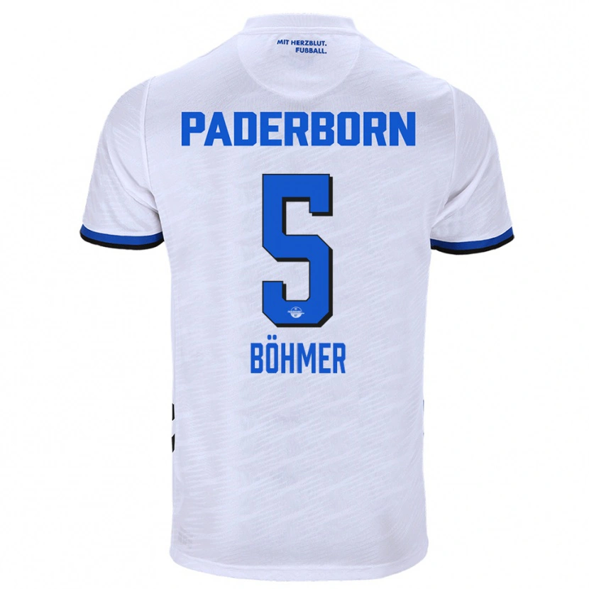 Danxen Mænd Tim Böhmer #5 Hvid Blå Udebane Spillertrøjer 2025/26 Trøje T-Shirt
