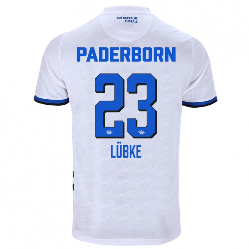 Danxen Mænd Jesper Lübke #23 Hvid Blå Udebane Spillertrøjer 2025/26 Trøje T-Shirt
