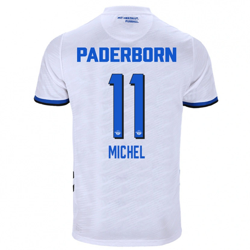Danxen Mænd Sven Michel #11 Hvid Blå Udebane Spillertrøjer 2025/26 Trøje T-Shirt