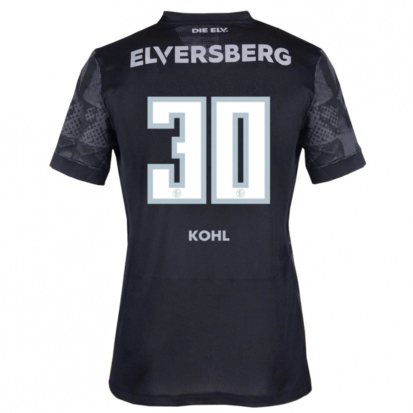 Danxen Mænd Florian Kohl #30 Sort Grå Udebane Spillertrøjer 2025/26 Trøje T-Shirt