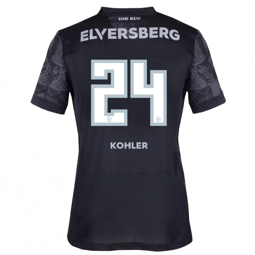 Danxen Mænd Lukas Kohler #24 Sort Grå Udebane Spillertrøjer 2025/26 Trøje T-Shirt
