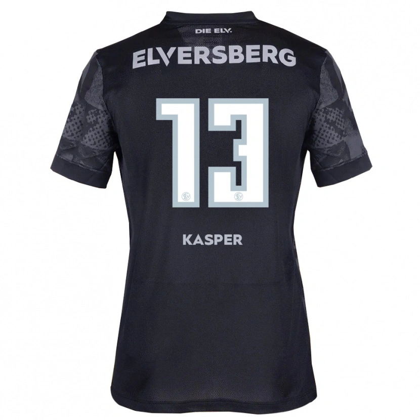 Danxen Mænd Yannik Kasper #13 Sort Grå Udebane Spillertrøjer 2025/26 Trøje T-Shirt