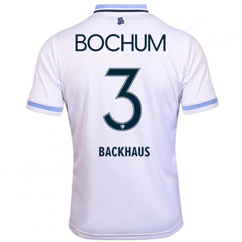 Danxen Mænd Lina Backhaus #3 Hvid Himmelblå Udebane Spillertrøjer 2025/26 Trøje T-Shirt