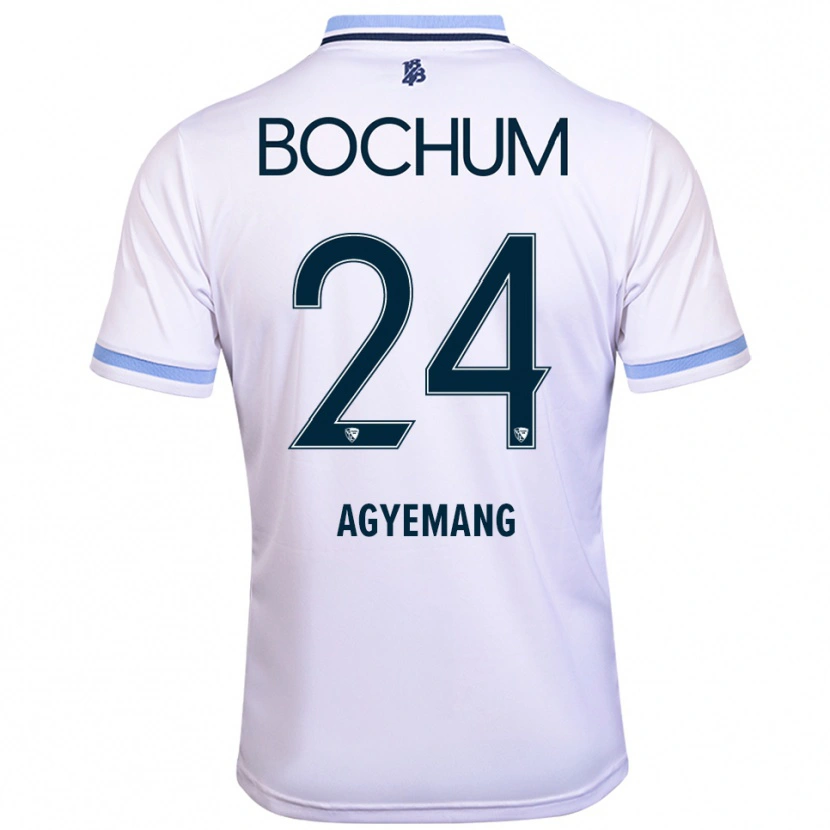 Danxen Mænd Donovan Agyemang #24 Hvid Himmelblå Udebane Spillertrøjer 2025/26 Trøje T-Shirt