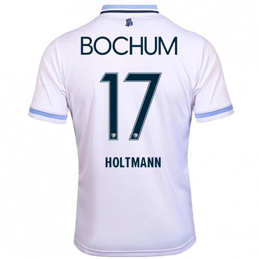 Danxen Mænd Gerrit Holtmann #17 Hvid Himmelblå Udebane Spillertrøjer 2025/26 Trøje T-Shirt