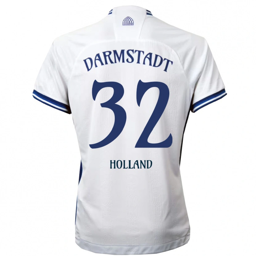 Danxen Mænd Fabian Holland #32 Hvid Blå Udebane Spillertrøjer 2025/26 Trøje T-Shirt