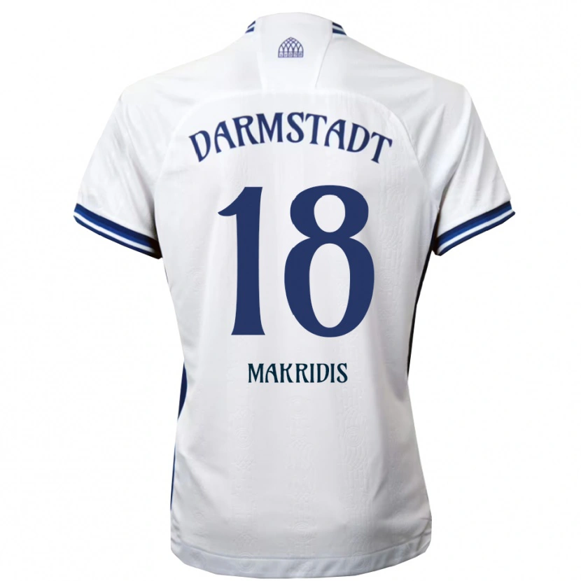 Danxen Mænd Georgios Makridis #18 Hvid Blå Udebane Spillertrøjer 2025/26 Trøje T-Shirt