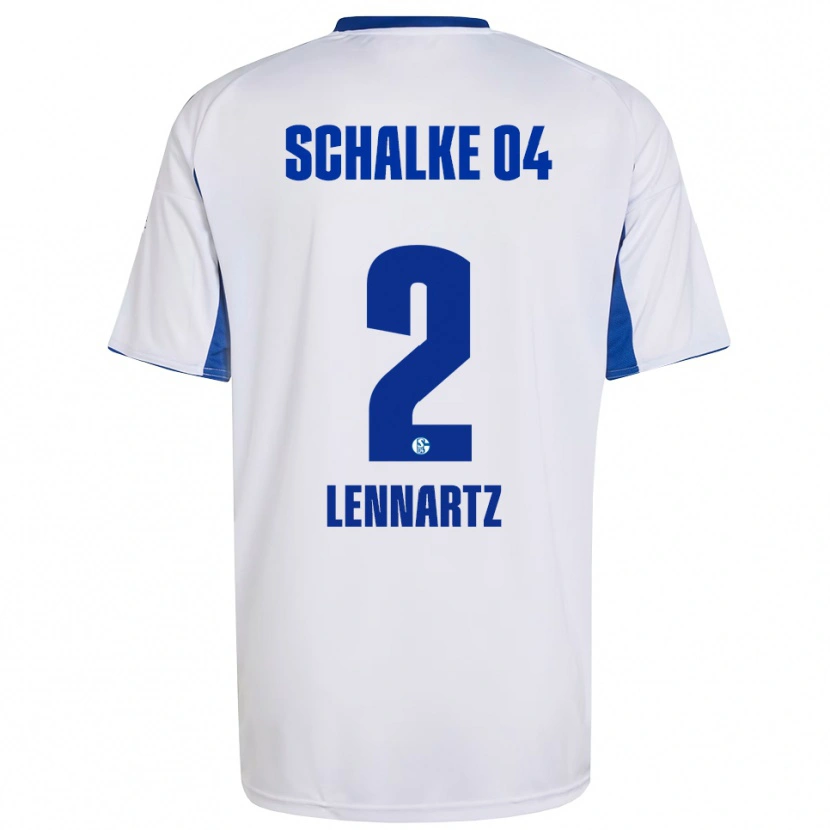 Danxen Mænd Max Lennartz #2 Hvid Blå Udebane Spillertrøjer 2025/26 Trøje T-Shirt