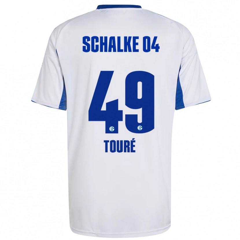 Danxen Mænd Tidiane Touré #49 Hvid Blå Udebane Spillertrøjer 2025/26 Trøje T-Shirt