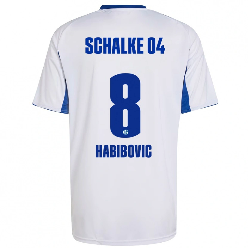 Danxen Mænd Edina Habibovic #8 Hvid Blå Udebane Spillertrøjer 2025/26 Trøje T-Shirt