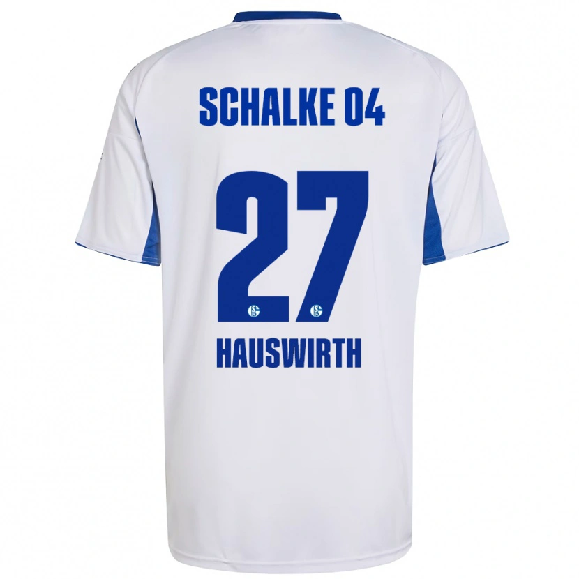 Danxen Mænd Max Hauswirth #27 Hvid Blå Udebane Spillertrøjer 2025/26 Trøje T-Shirt