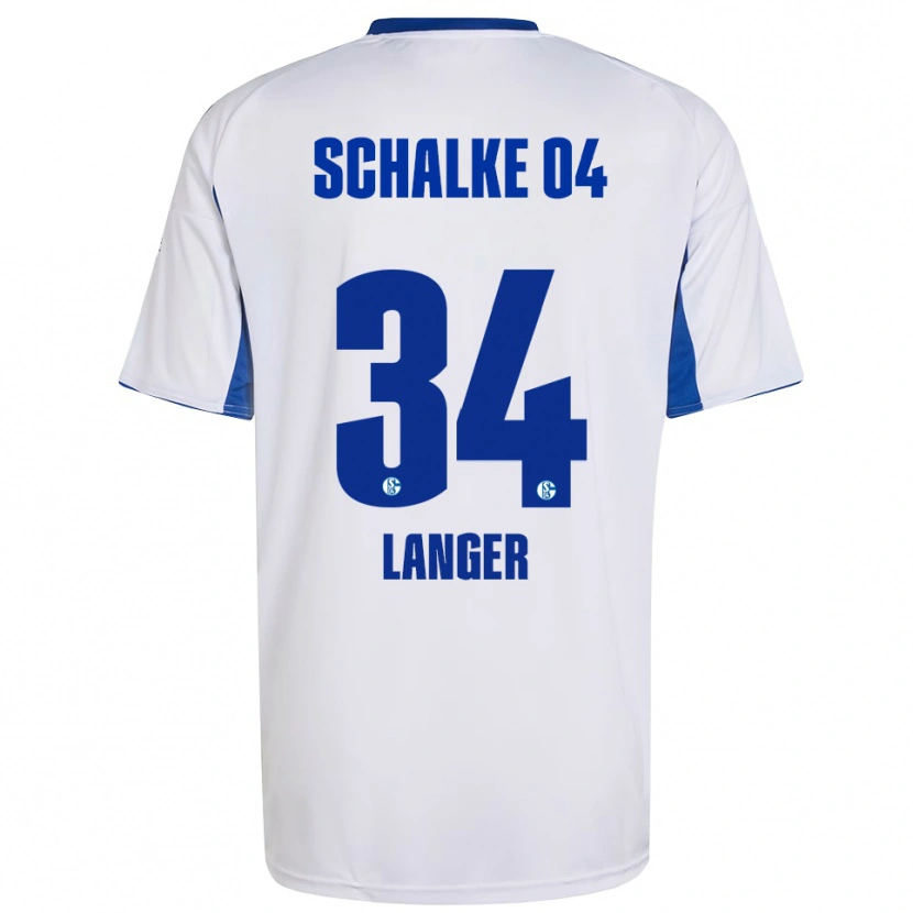 Danxen Mænd Michael Langer #34 Hvid Blå Udebane Spillertrøjer 2025/26 Trøje T-Shirt