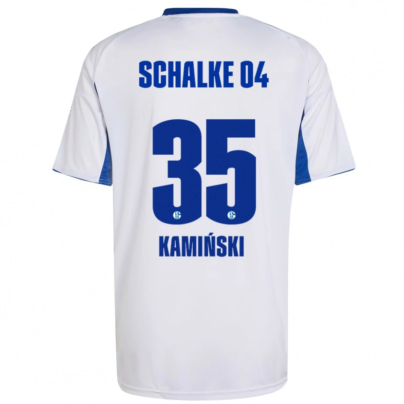 Danxen Mænd Marcin Kaminski #35 Hvid Blå Udebane Spillertrøjer 2025/26 Trøje T-Shirt