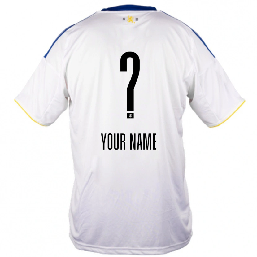 Danxen Mænd Dit Navn #0 Hvid Blå Gul Udebane Spillertrøjer 2025/26 Trøje T-Shirt