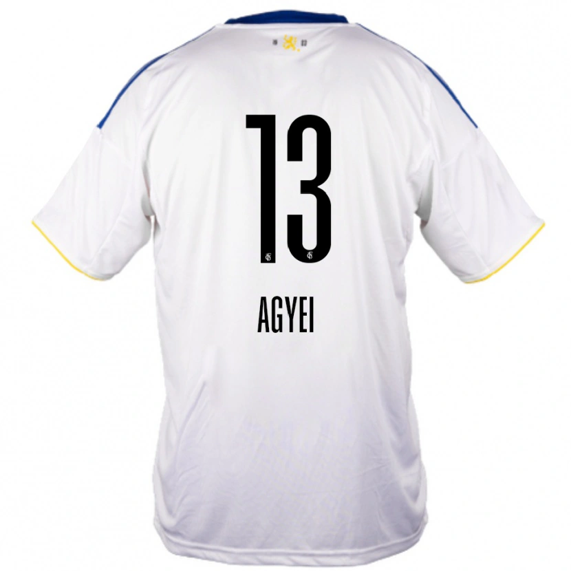 Danxen Mænd Chelsea Agyei #13 Hvid Blå Gul Udebane Spillertrøjer 2025/26 Trøje T-Shirt