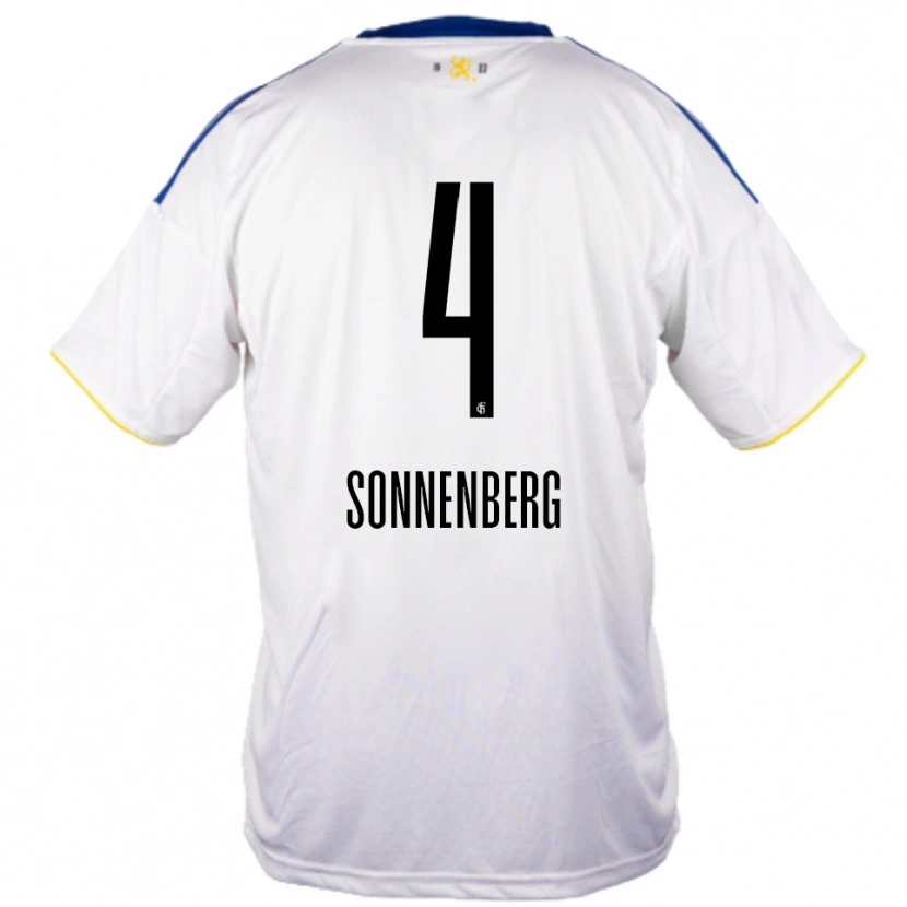 Danxen Mænd Sven Sonnenberg #4 Hvid Blå Gul Udebane Spillertrøjer 2025/26 Trøje T-Shirt