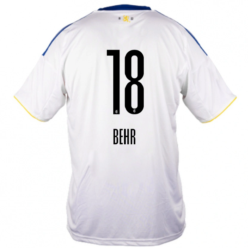 Danxen Mænd Luca Behr #18 Hvid Blå Gul Udebane Spillertrøjer 2025/26 Trøje T-Shirt
