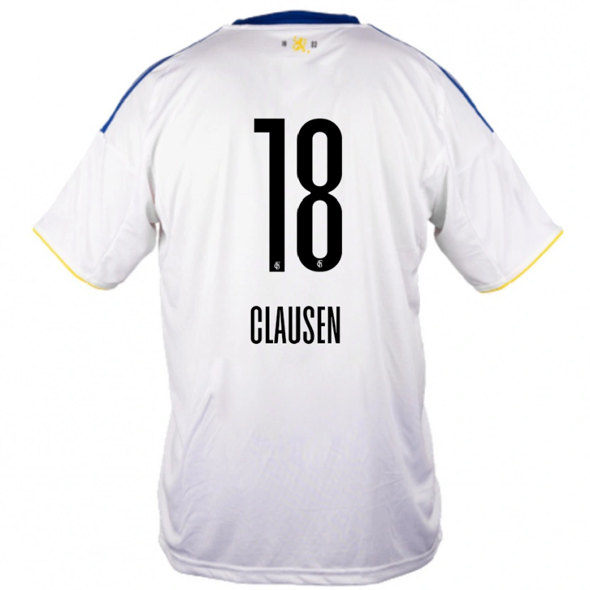 Danxen Mænd Nora Clausen #18 Hvid Blå Gul Udebane Spillertrøjer 2025/26 Trøje T-Shirt