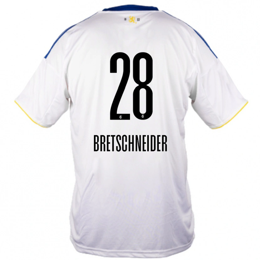 Danxen Mænd Niko Bretschneider #28 Hvid Blå Gul Udebane Spillertrøjer 2025/26 Trøje T-Shirt