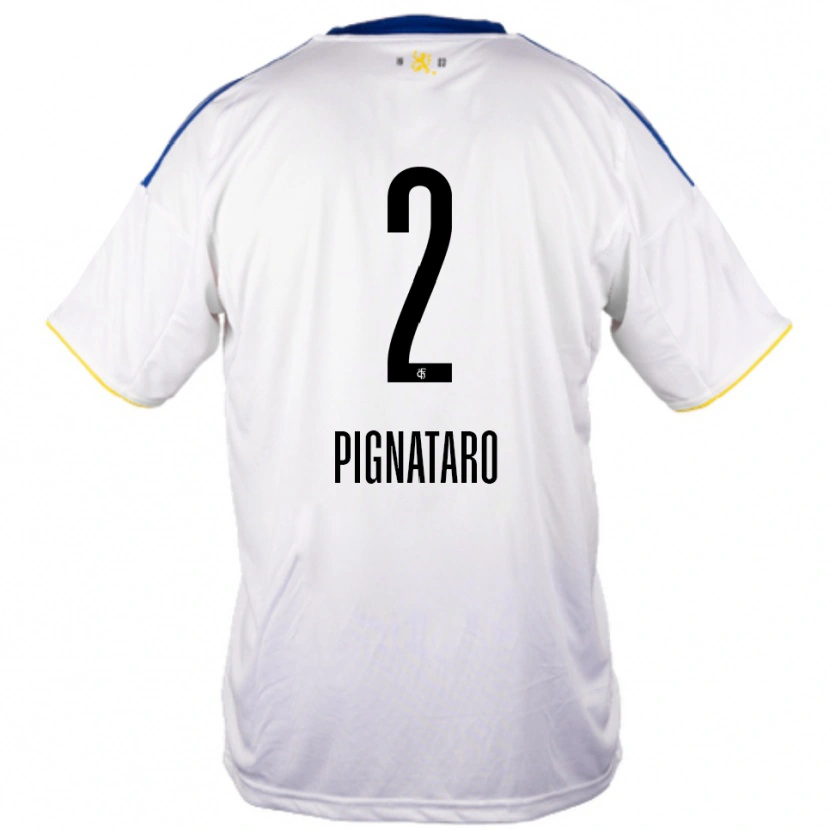 Danxen Mænd Leo Pignataro #2 Hvid Blå Gul Udebane Spillertrøjer 2025/26 Trøje T-Shirt