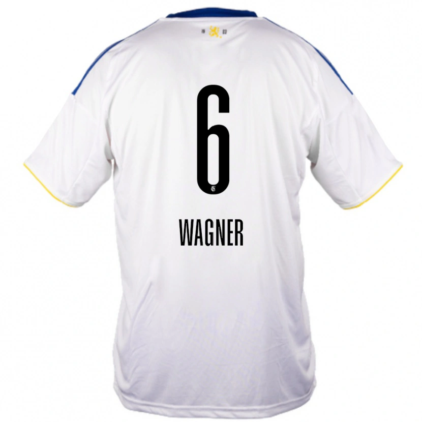 Danxen Mænd Emil Wagner #6 Hvid Blå Gul Udebane Spillertrøjer 2025/26 Trøje T-Shirt