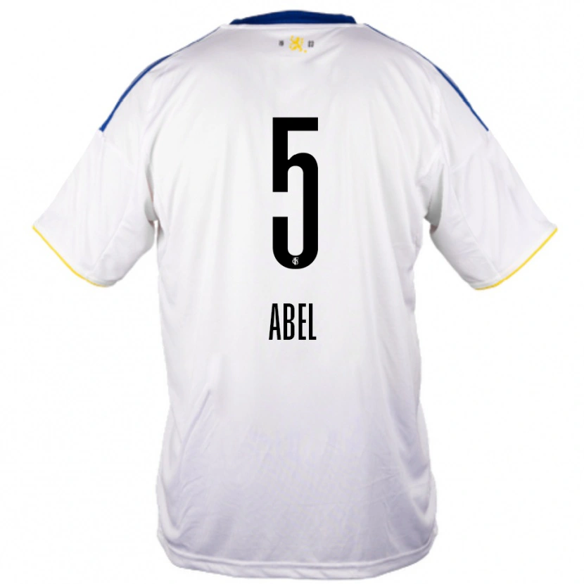 Danxen Mænd Andris Abel #5 Hvid Blå Gul Udebane Spillertrøjer 2025/26 Trøje T-Shirt